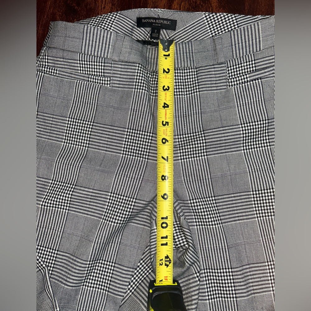 Banana Republic Women's 2 Black White Plaid Sloan Ankle Pants - Picture 2 of 11
